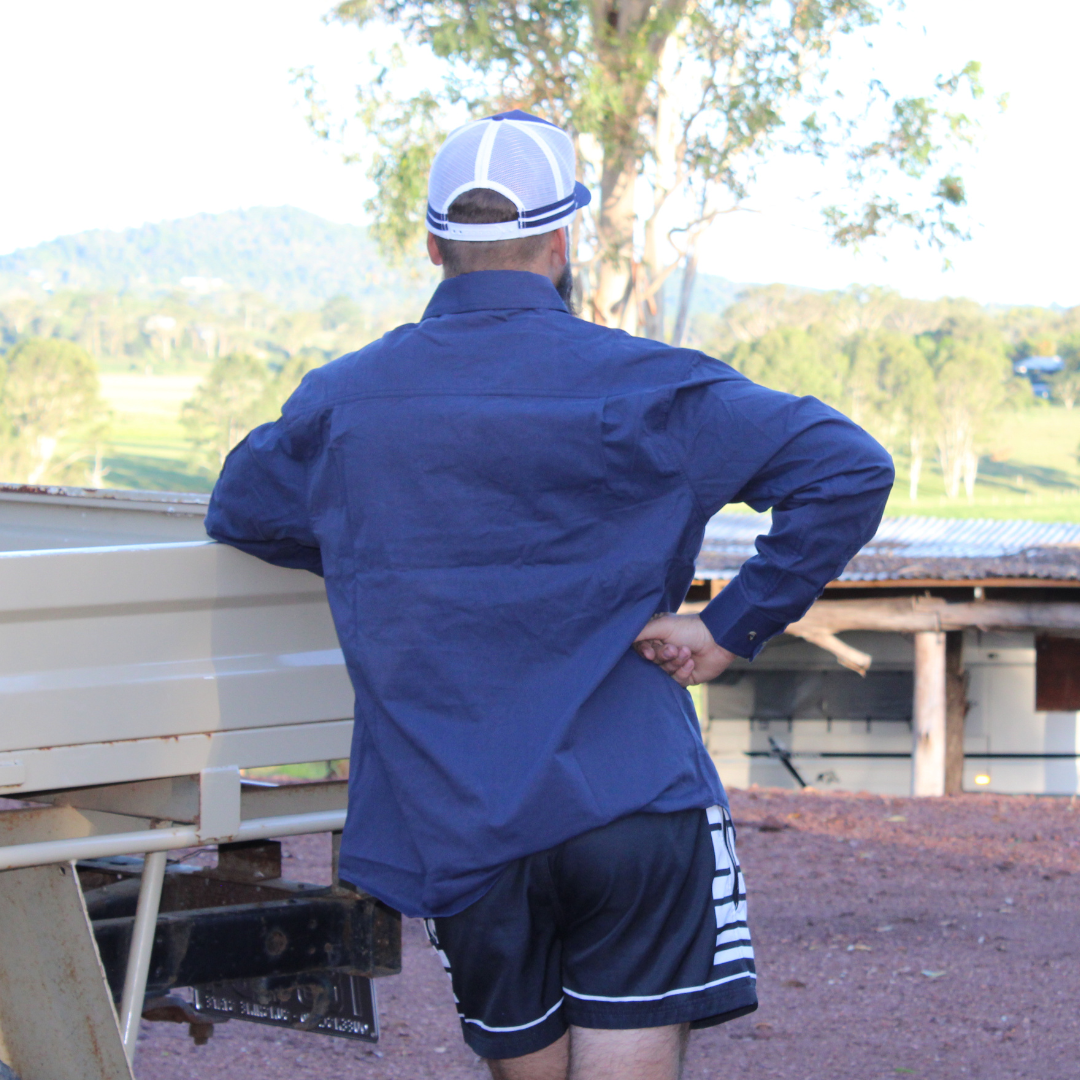 Men's Work Shirt (Full Button) - Navy