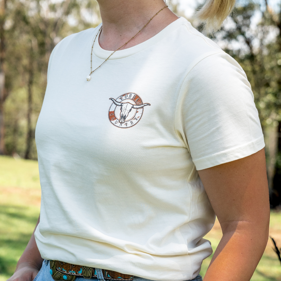Women's Hunter Tee - Cream & Cowhide