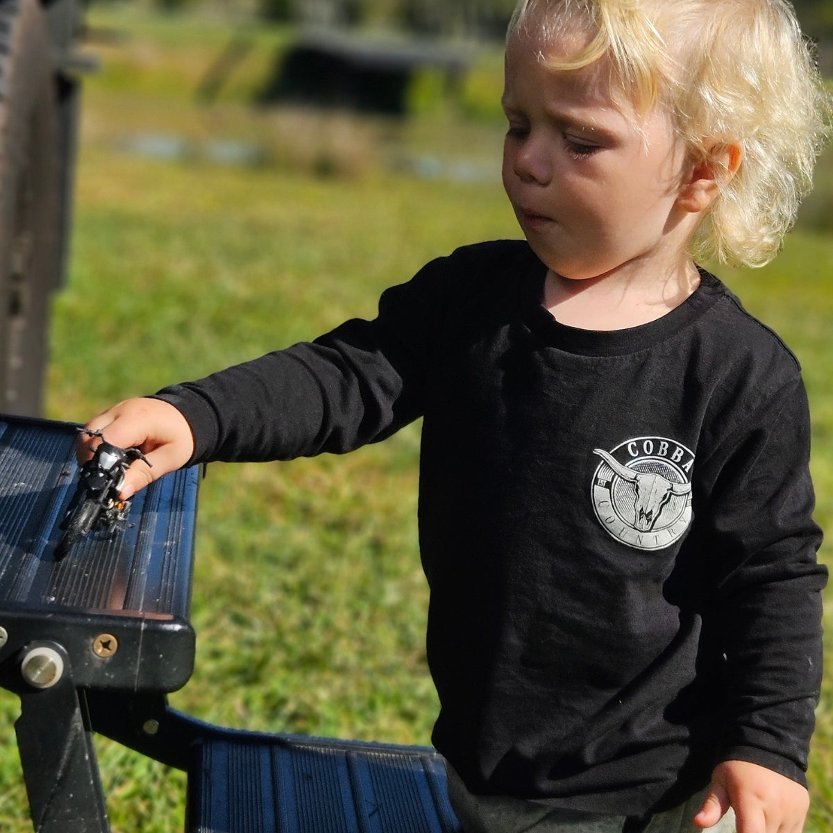Kid's Long Sleeve Tee - Black Hunter White Logo