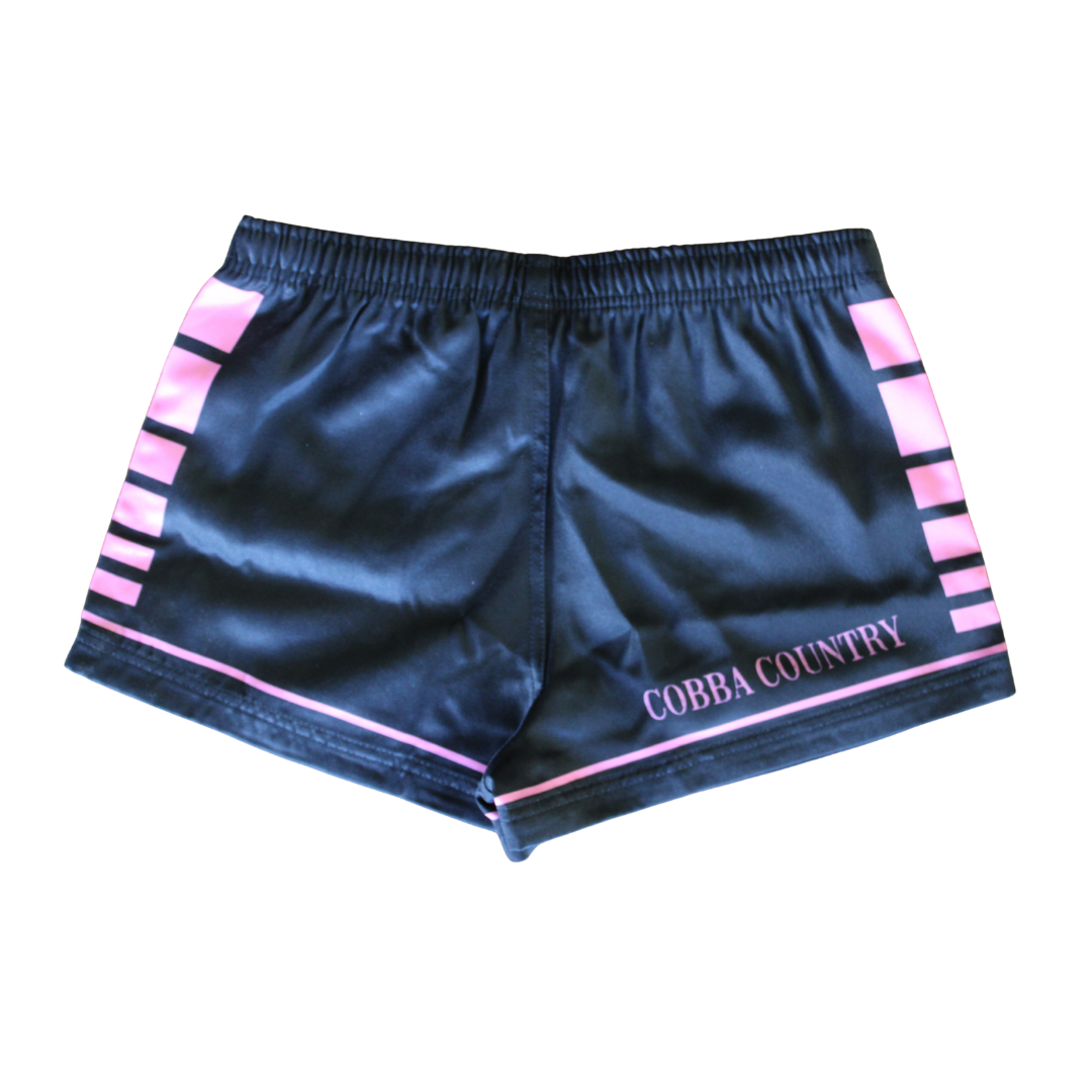 Footy Shorts (with Zip Pockets) - Black & Pink