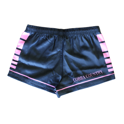 Footy Shorts (with Zip Pockets) - Black & Pink