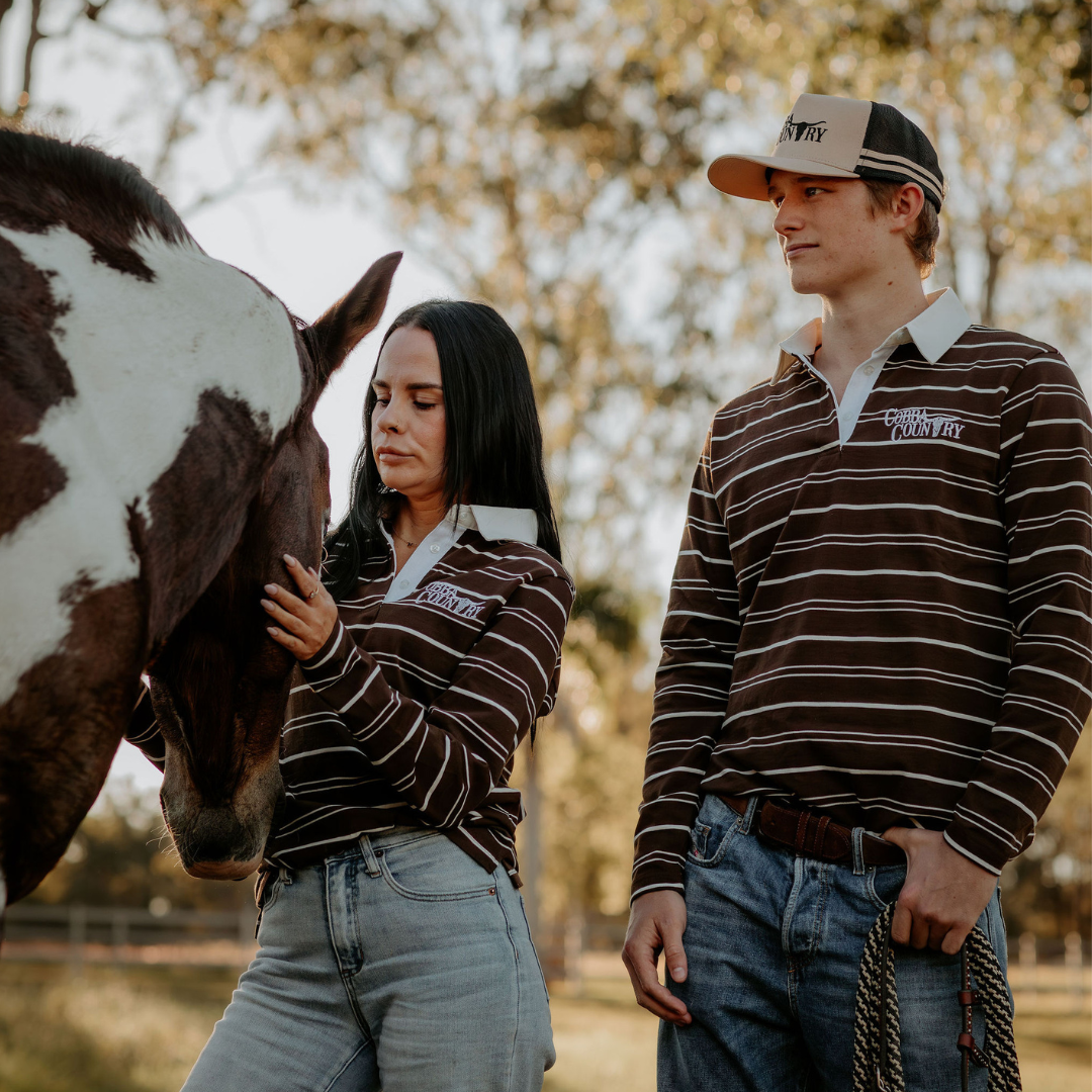 Unisex Rugby Jersey - Brown Stripe