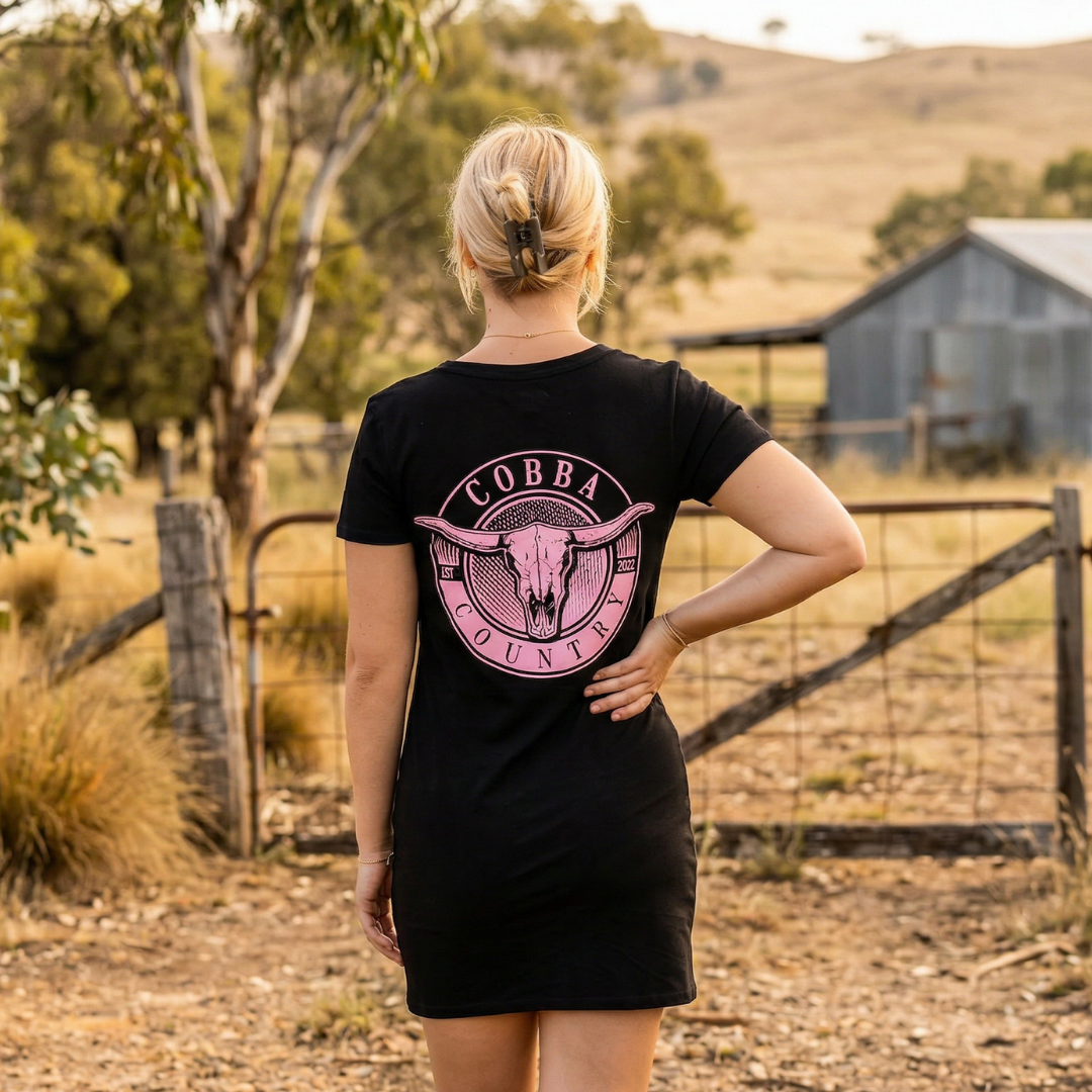 T-Shirt Dress - Black & Pink