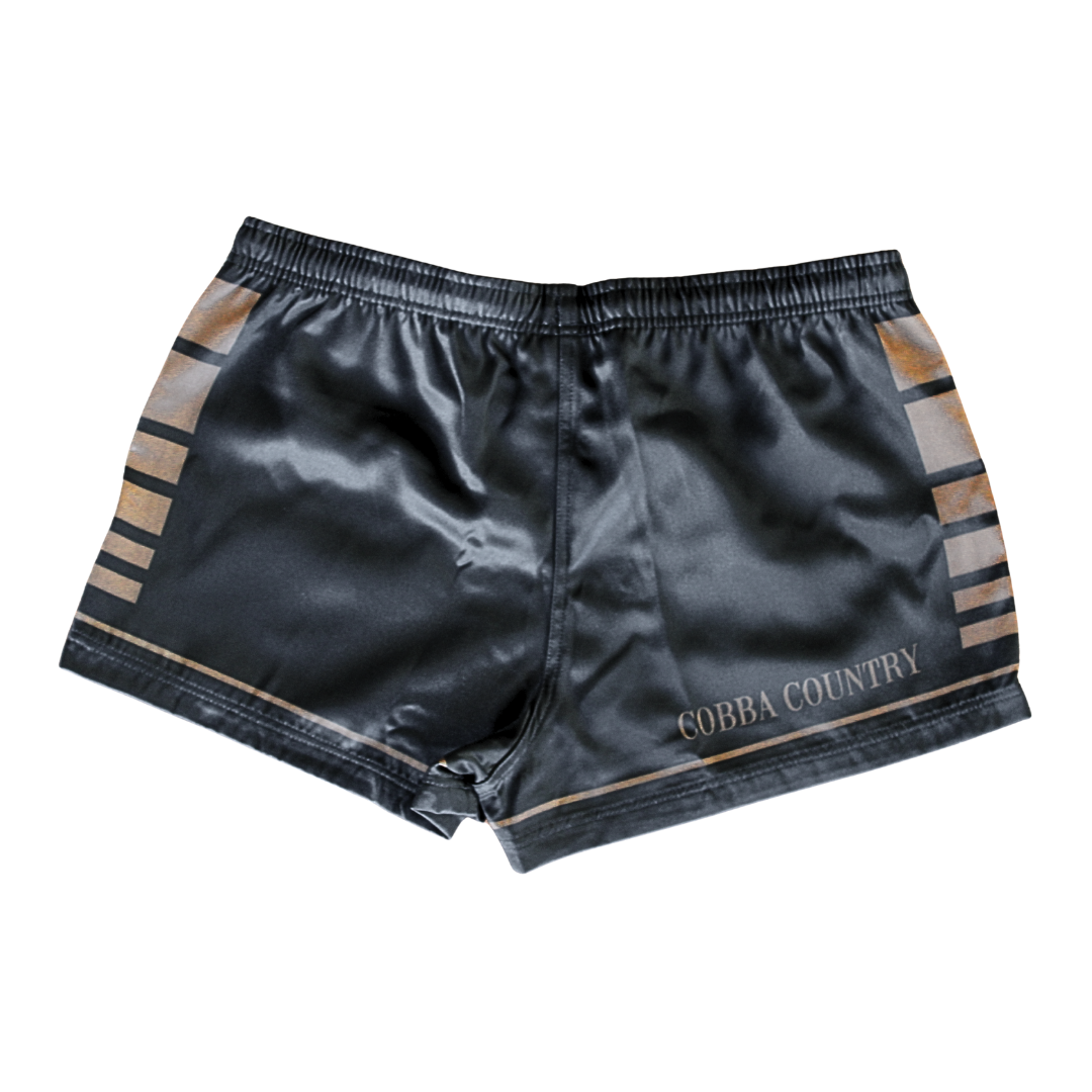 Footy Shorts (with Zip Pockets) - Black "Looks Good From My Place"