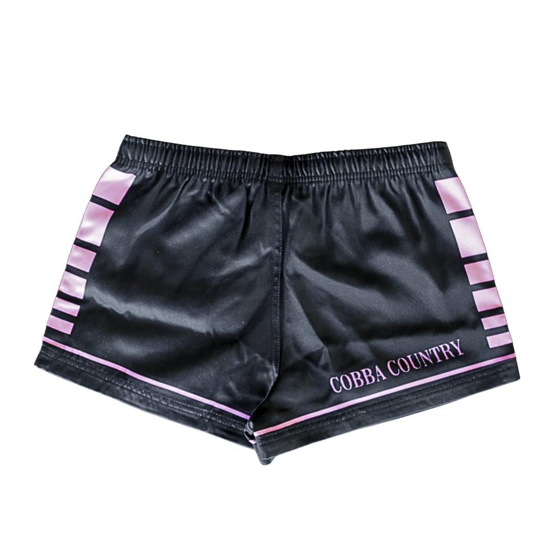 Footy Shorts (with Zip Pockets) - Black & Pink
