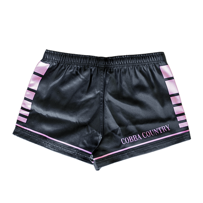 Footy Shorts (with Zip Pockets) - Black & Pink