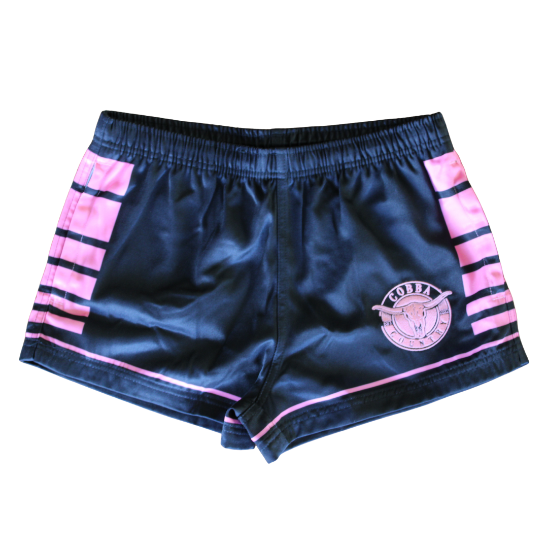 Footy Shorts (with Zip Pockets) - Black & Pink