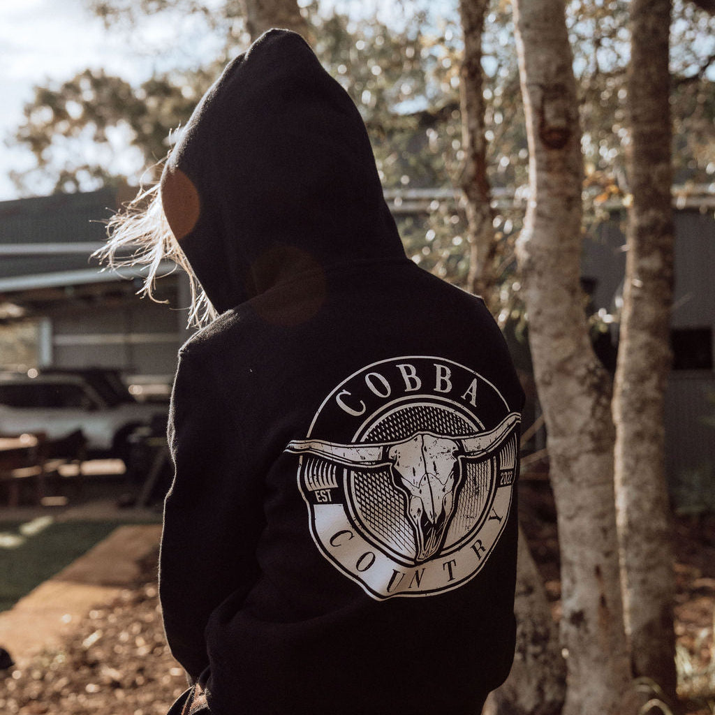 Kid's Hoodie - Black Hunter White Logo