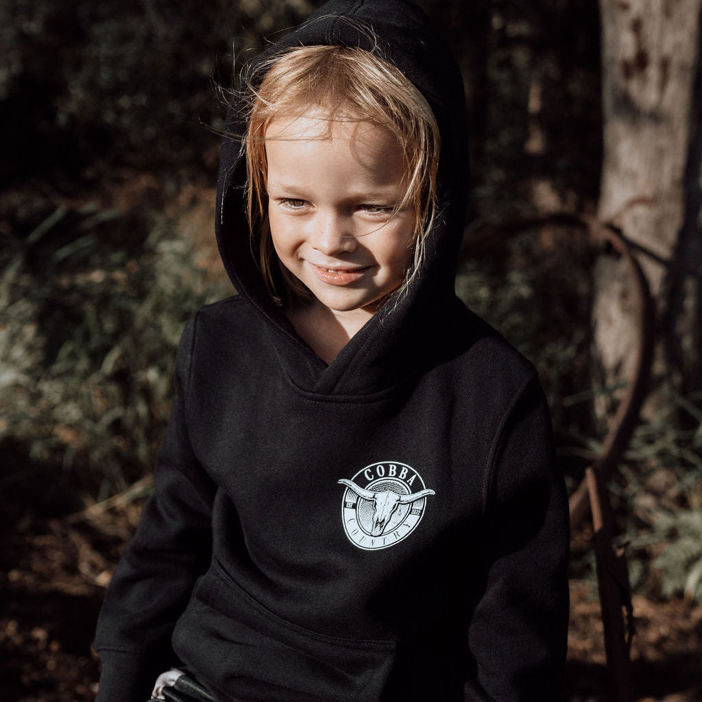 Kid's Hoodie - Black Hunter White Logo