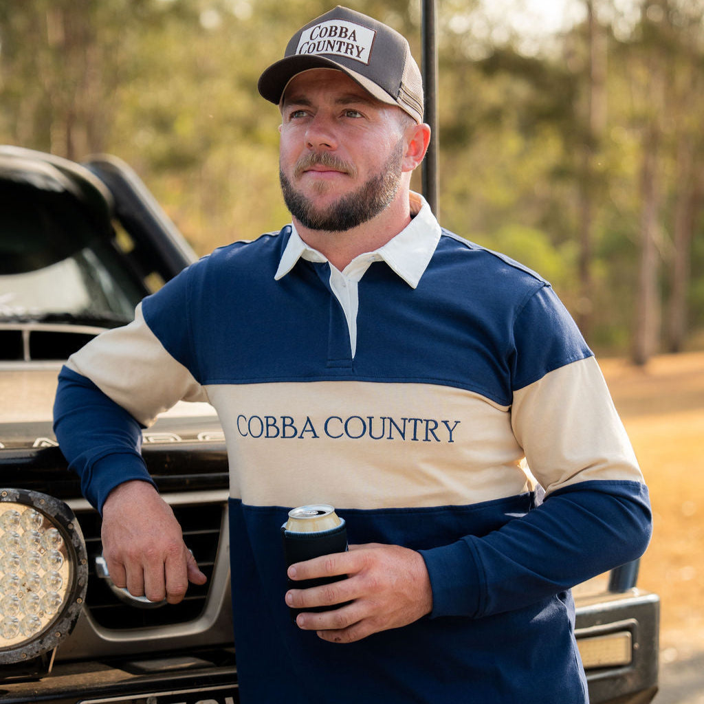 Unisex Rugby Jersey - Navy & Tan