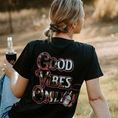 Women's Good Vibes Only Tee - Black