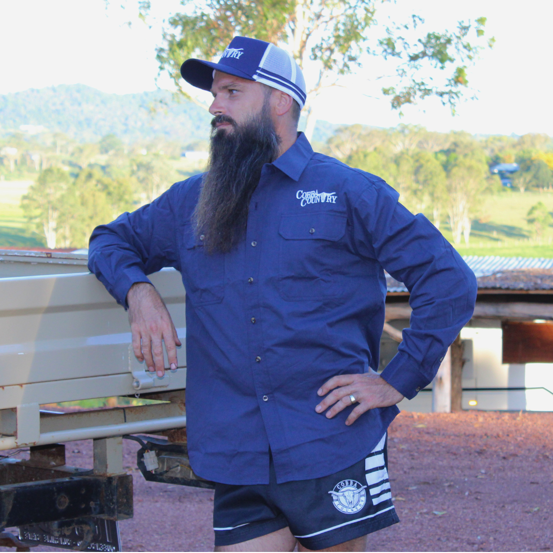 Men's Work Shirt (Full Button) - Navy