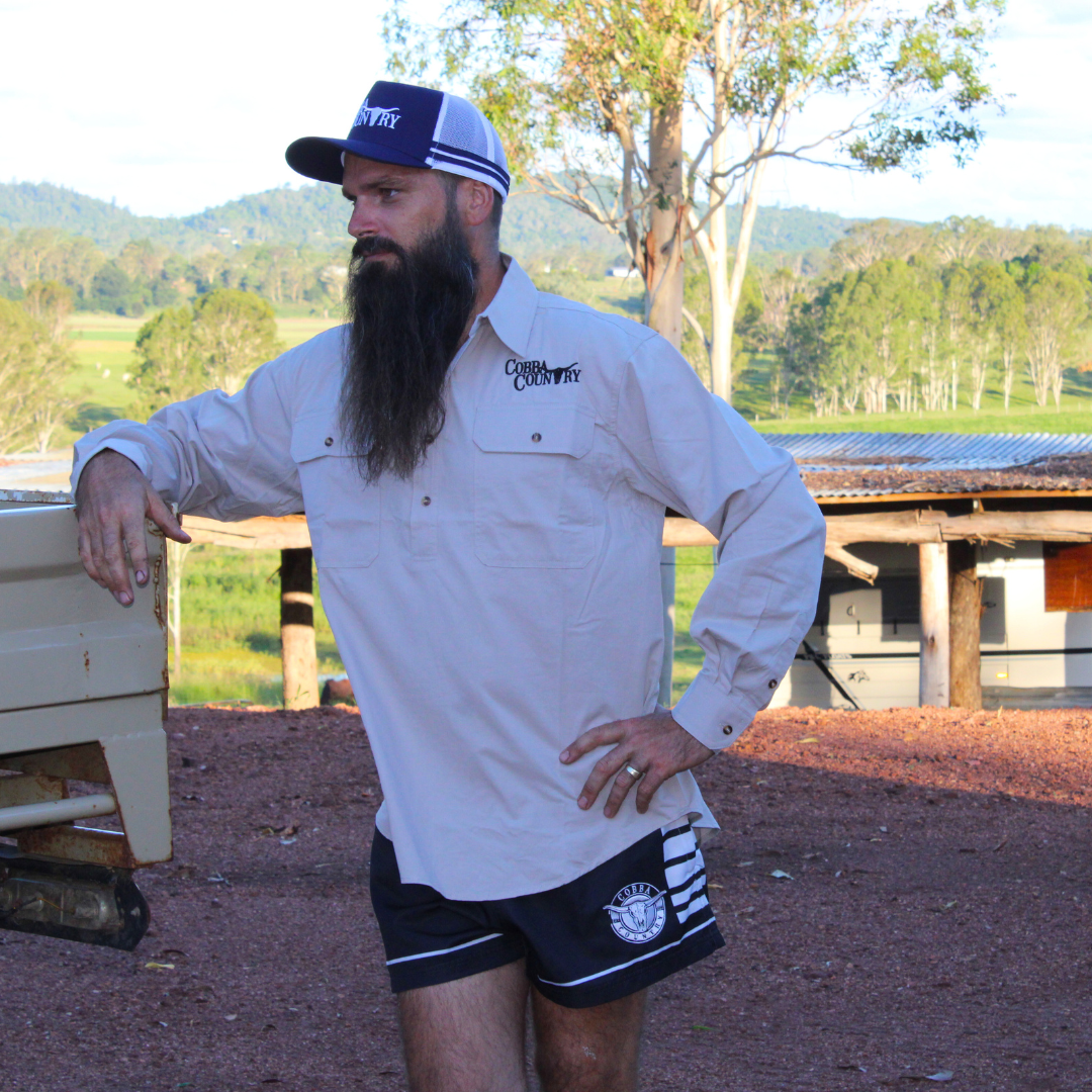 Men's Work Shirt (Half Button) - Stone