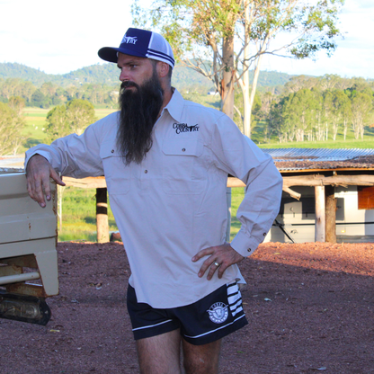 Men's Work Shirt (Half Button) - Stone