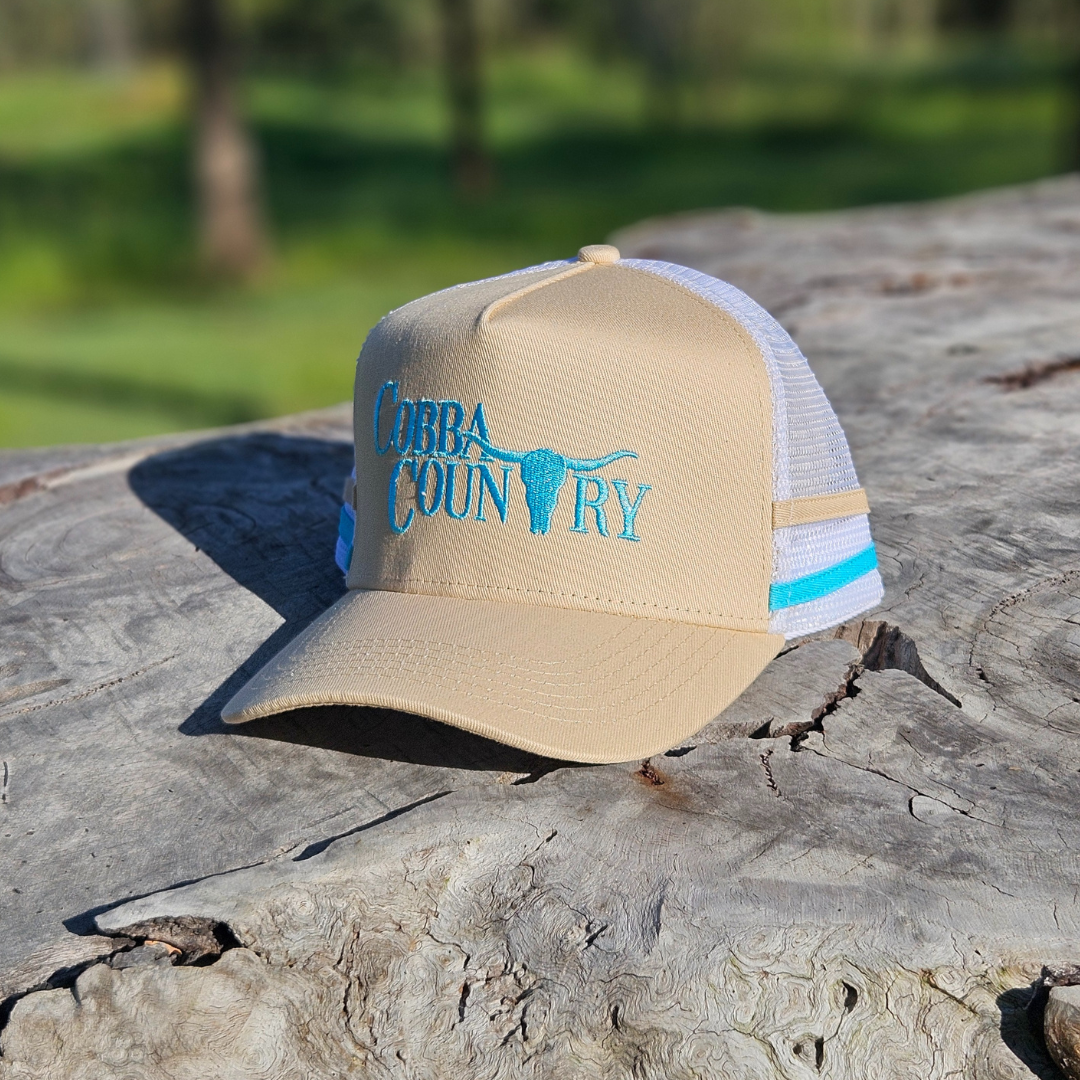 Trucker Hat - Signature Tan & Blue