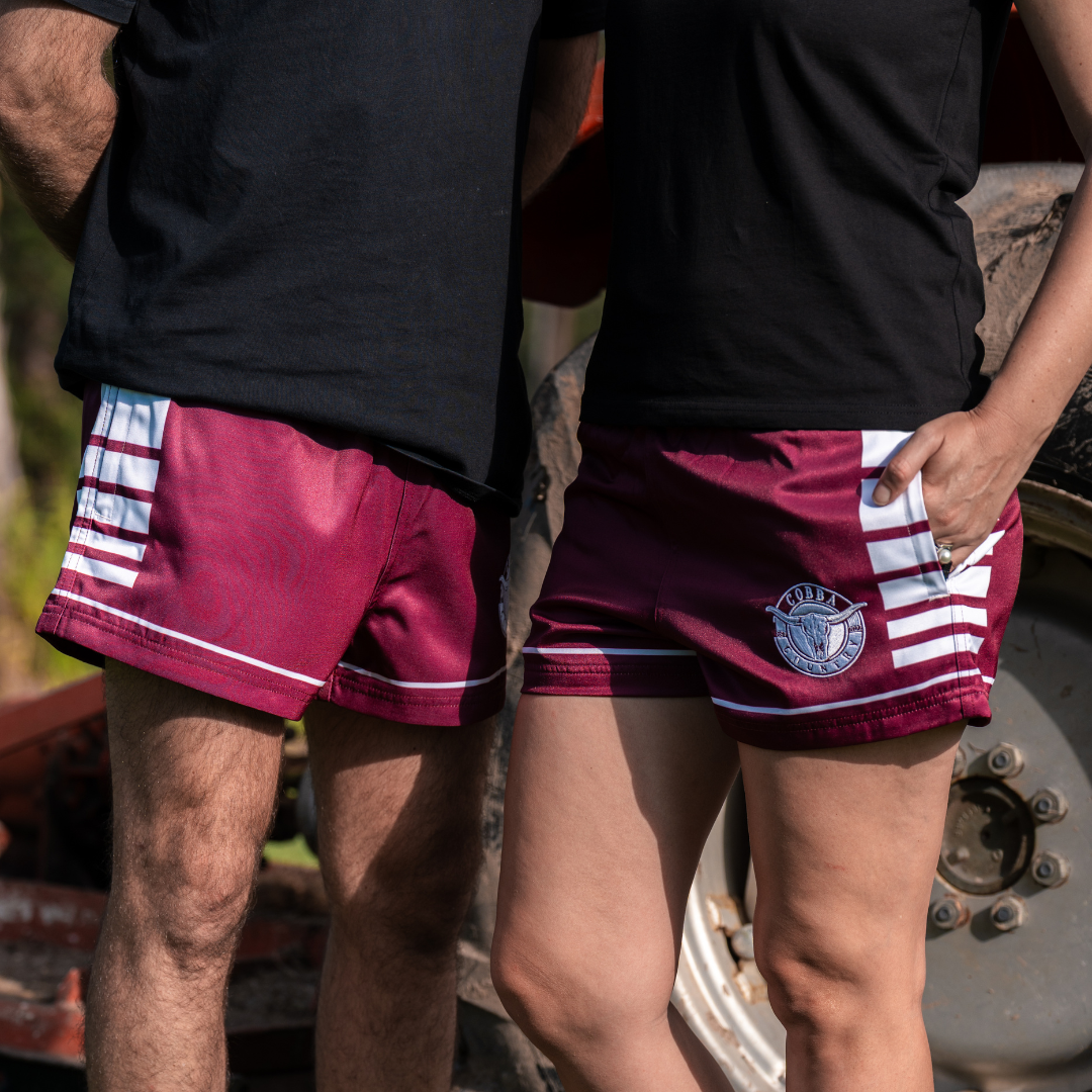 Footy Shorts (with Zip Pockets) - Maroon