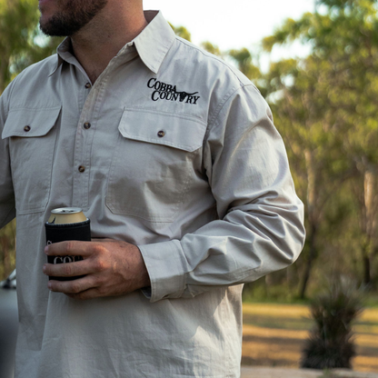 Men's Work Shirt (Half Button) - Stone