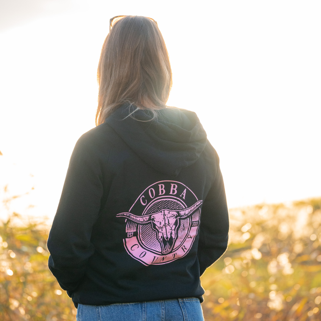 Hunter Hoodie - Black with Pink