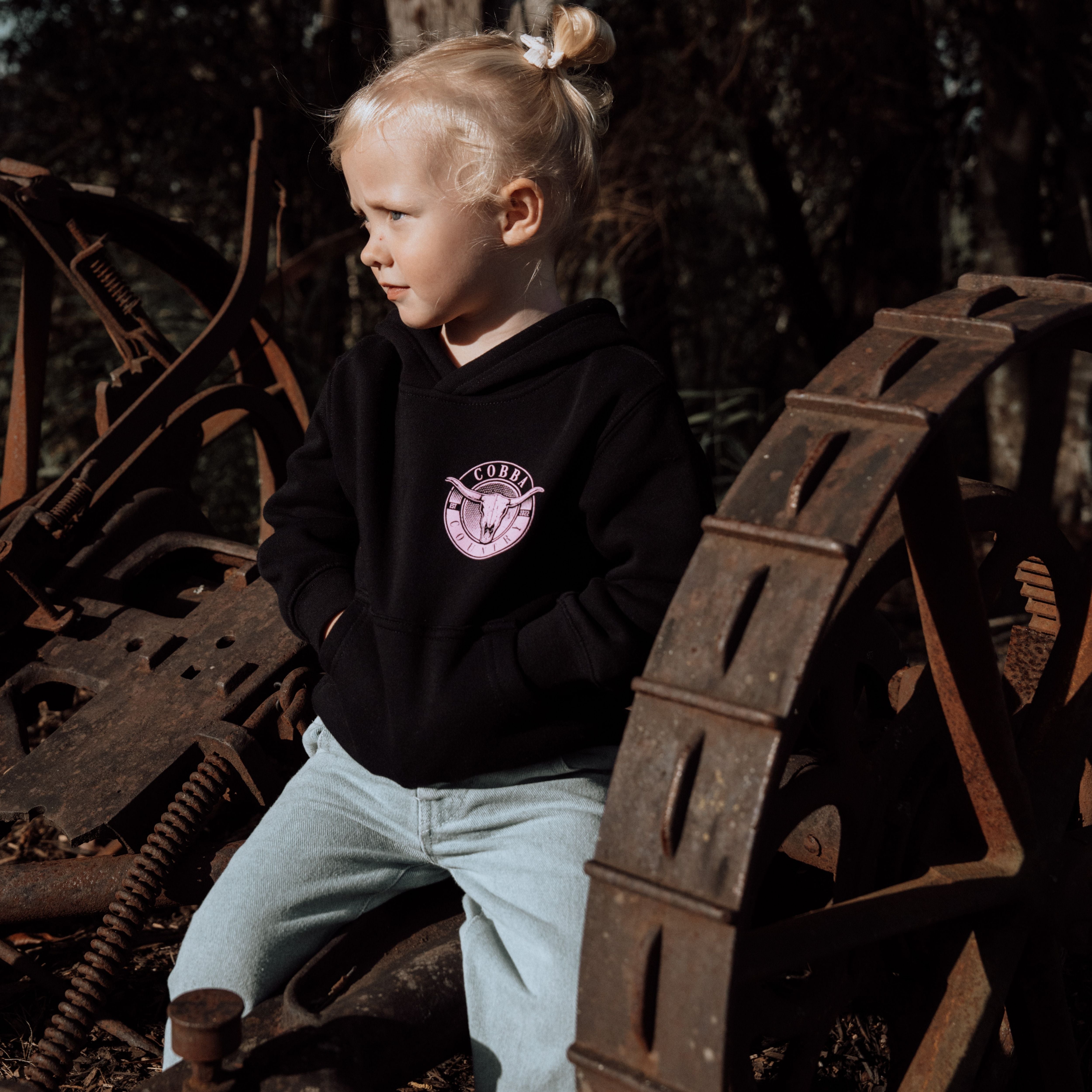 Kid's Hoodie - Black Hunter Pink Logo
