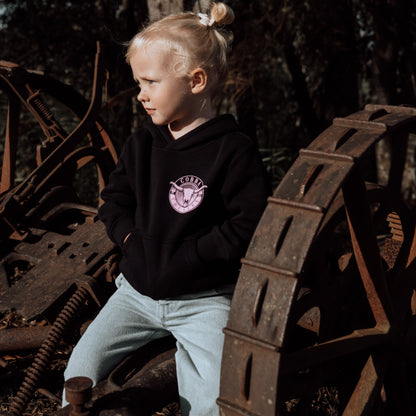Kid's Hoodie - Black Hunter Pink Logo