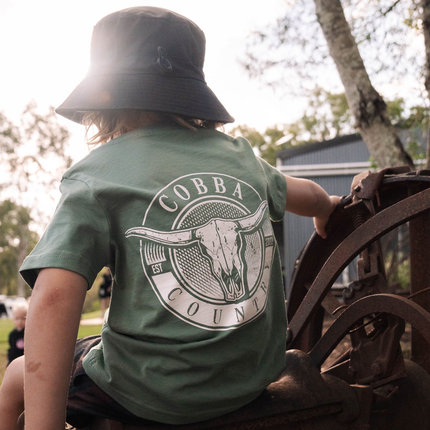 Kid's Hunter Tee - Sage & White
