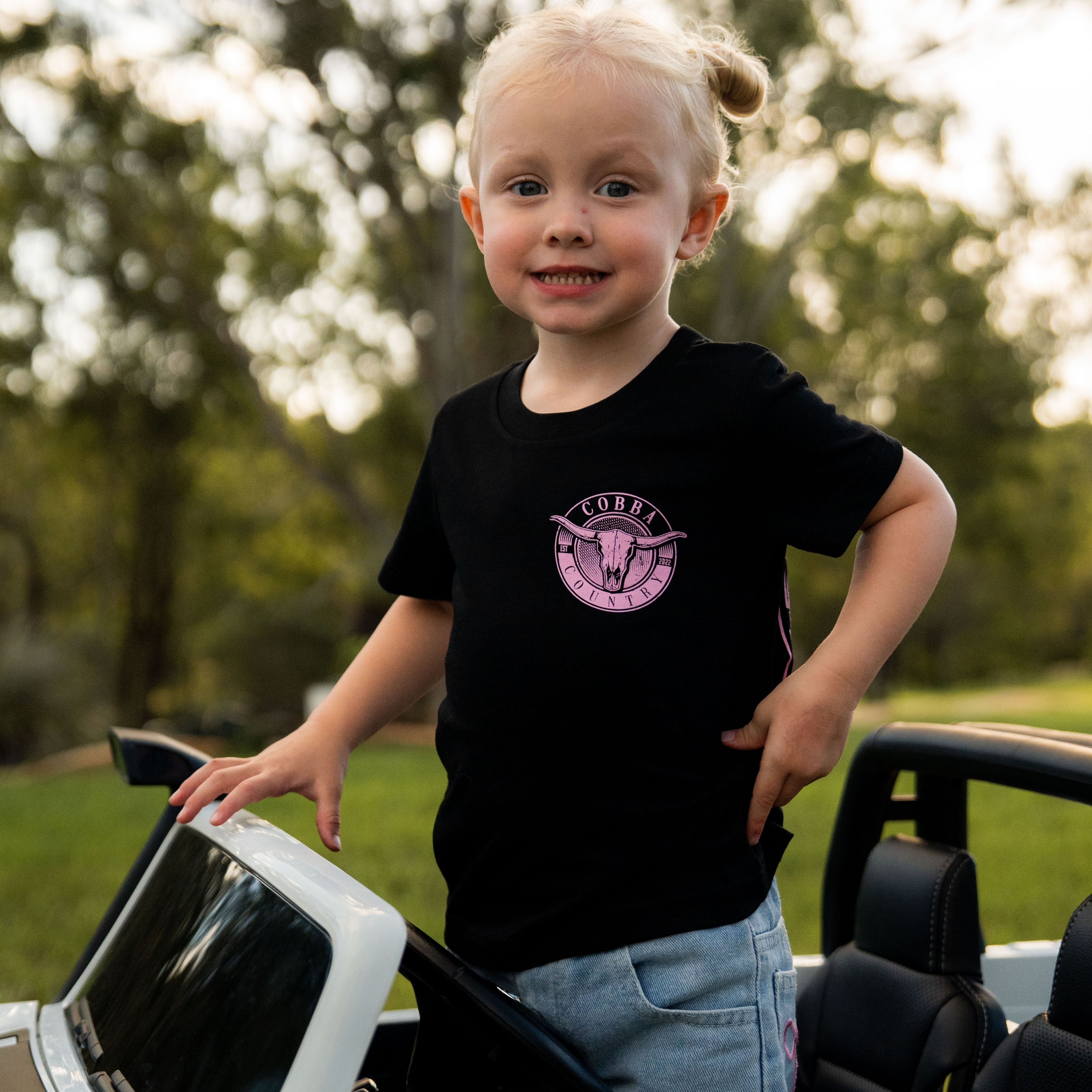 Kid's Hunter Tee - Black & Pink