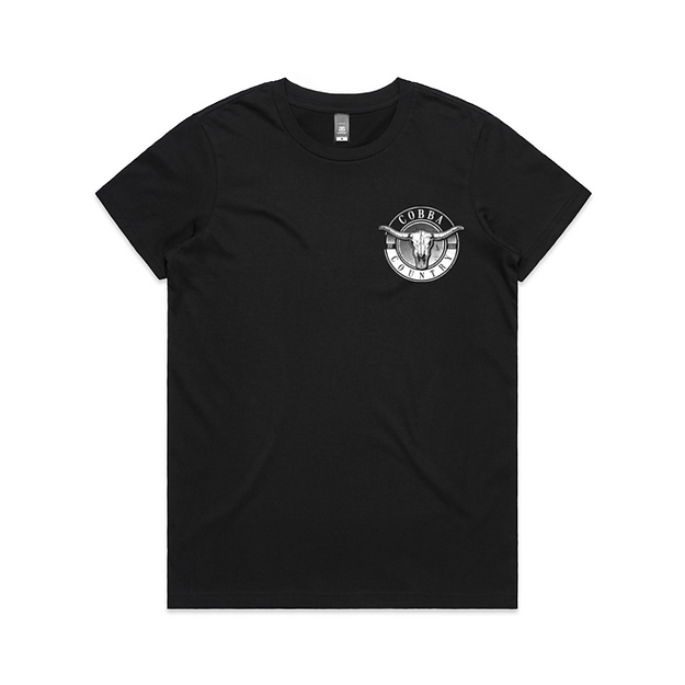 cobba_country_womens_hunter_tee_front_black_white_casual.jpg
