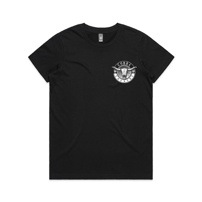 cobba_country_womens_hunter_tee_front_black_white_casual.jpg
